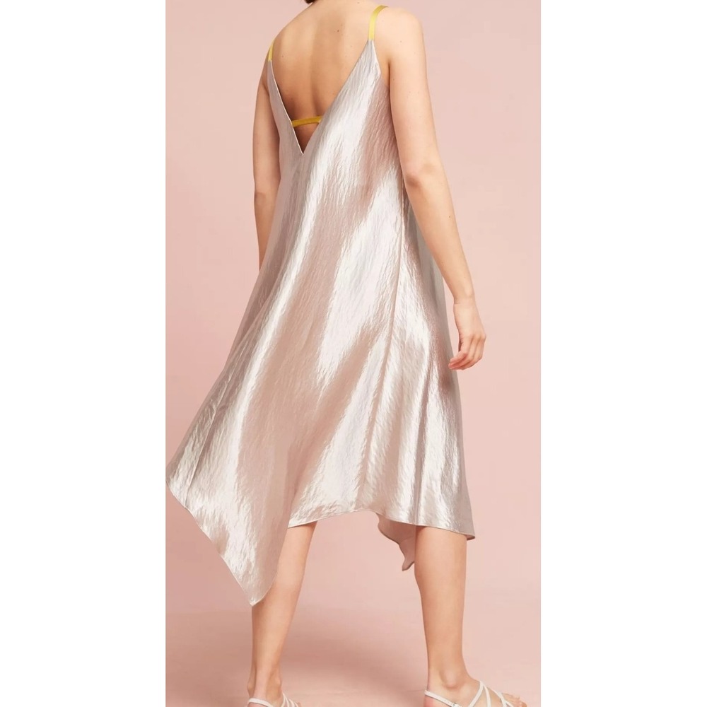 FLOREAT Anthropologie Monroe Metallic Silver Asymmetrical Rocker Boho Festival L - Picture 3 of 10
